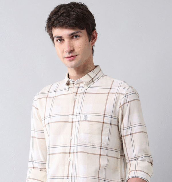 US Polo | Checks shirt | Cream